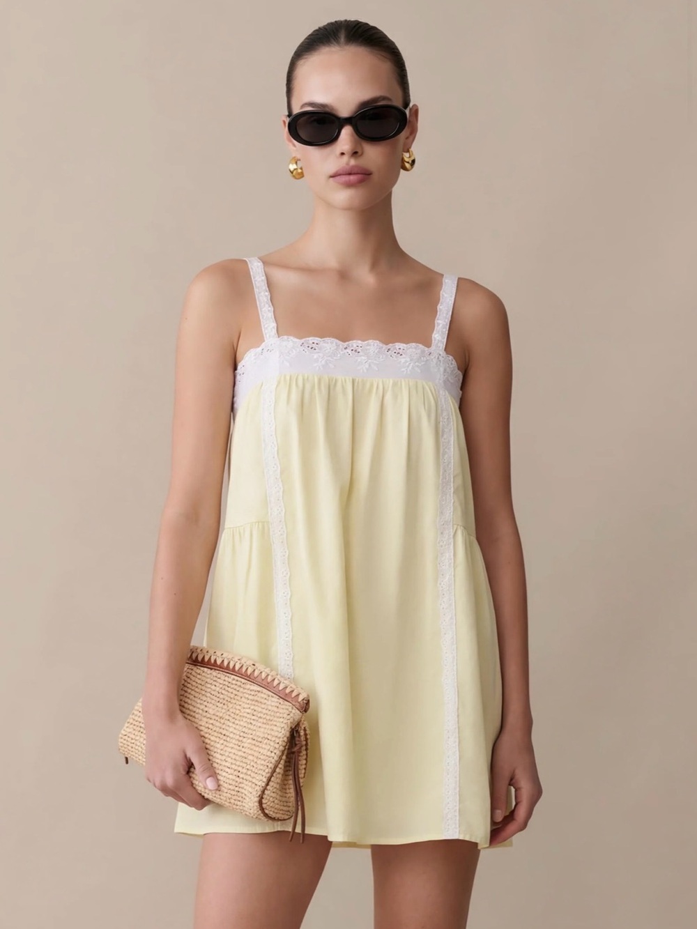 Few Moda kourt Florence Cotton Dress Butter Yellow Lace NWT Medium
